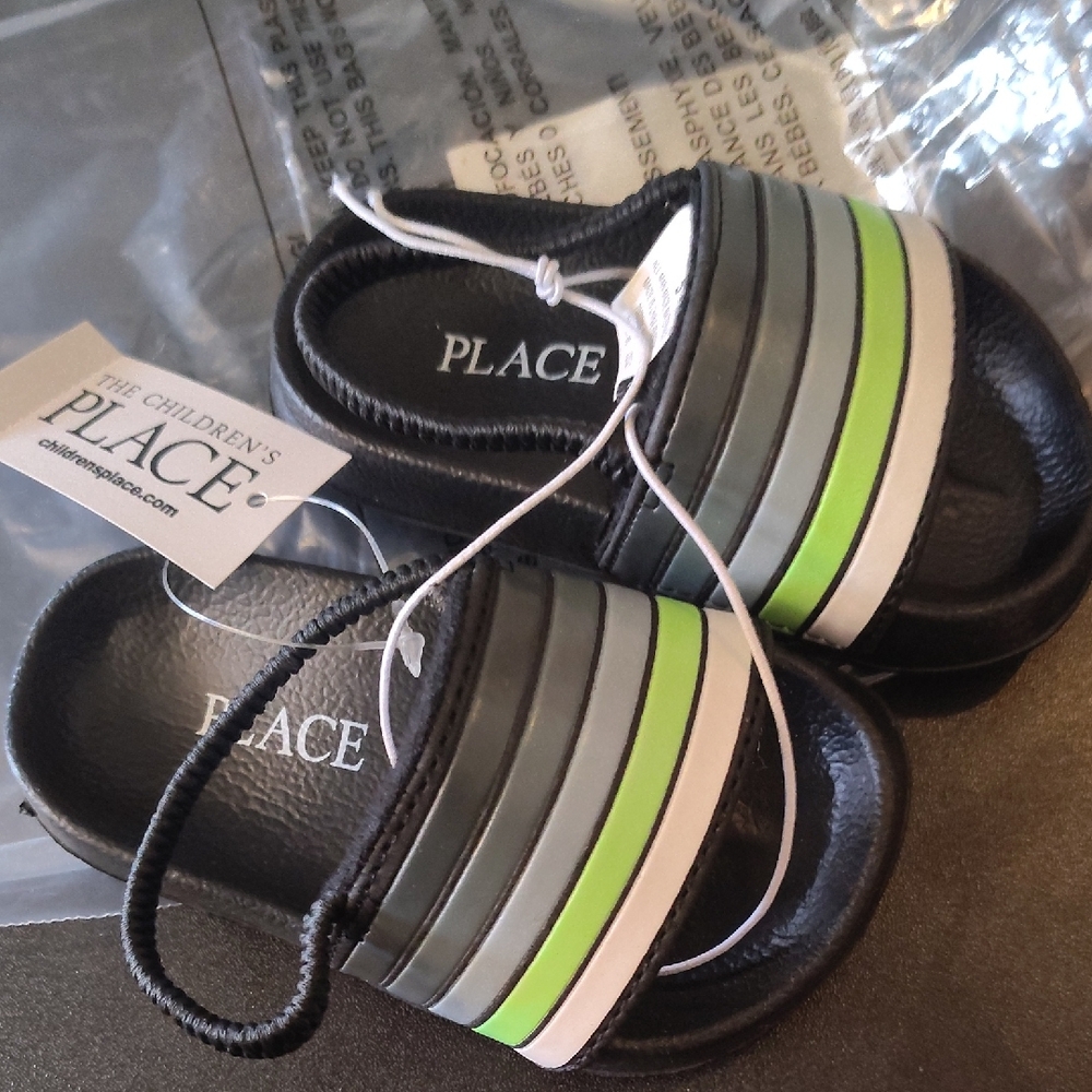 The Children's Place Black, Gray, and Green Kids Sandals